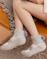 Sweetnana Women's Cozy Ankle Socks, Thickened Fuzzy Non-Slip Slipper Socks for Winter, Super Soft and Cute Lounge Wear Socks for Maximum Comfort